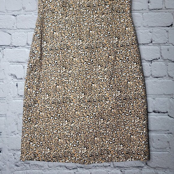J Crew Basketweave Sheath Dress In Animal Print 100% Cotton Shell Size 4 - Picture 3 of 12